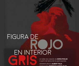 Figura de rojo en interior gris
