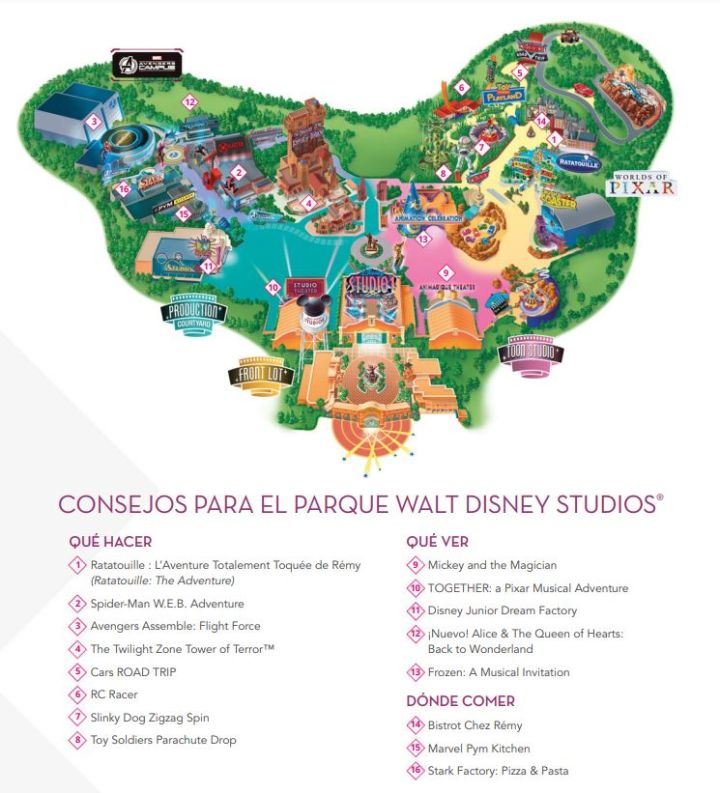 Mapa Walt Disney Studios Paris